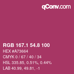 カラーコード: RGB 167.1 54.8 100 | qconv.com