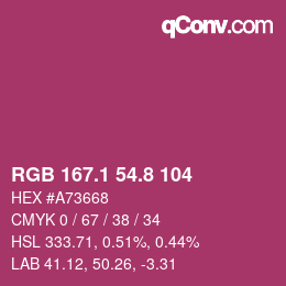 カラーコード: RGB 167.1 54.8 104 | qconv.com
