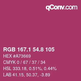 カラーコード: RGB 167.1 54.8 105 | qconv.com