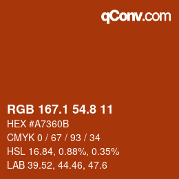 カラーコード: RGB 167.1 54.8 11 | qconv.com