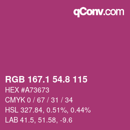カラーコード: RGB 167.1 54.8 115 | qconv.com