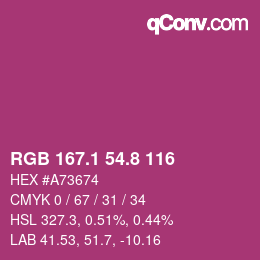 カラーコード: RGB 167.1 54.8 116 | qconv.com