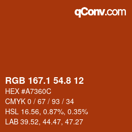 Color code: RGB 167.1 54.8 12 | qconv.com
