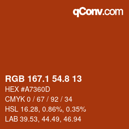 Color code: RGB 167.1 54.8 13 | qconv.com