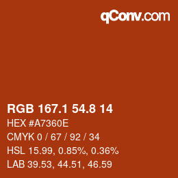Color code: RGB 167.1 54.8 14 | qconv.com
