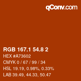 Color code: RGB 167.1 54.8 2 | qconv.com