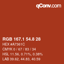 Color code: RGB 167.1 54.8 28 | qconv.com
