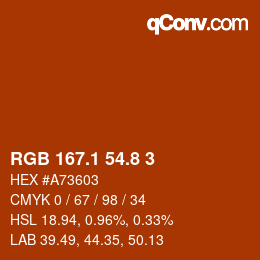 Código de color: RGB 167.1 54.8 3 | qconv.com