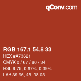 Color code: RGB 167.1 54.8 33 | qconv.com
