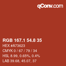 カラーコード: RGB 167.1 54.8 35 | qconv.com