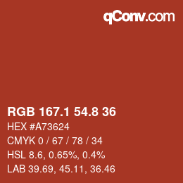 カラーコード: RGB 167.1 54.8 36 | qconv.com
