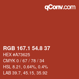 Color code: RGB 167.1 54.8 37 | qconv.com