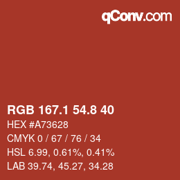 カラーコード: RGB 167.1 54.8 40 | qconv.com
