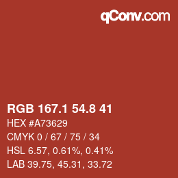 カラーコード: RGB 167.1 54.8 41 | qconv.com
