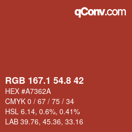 Color code: RGB 167.1 54.8 42 | qconv.com