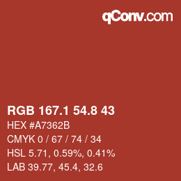 Color code: RGB 167.1 54.8 43 | qconv.com