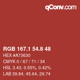 Color code: RGB 167.1 54.8 48 | qconv.com