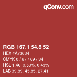 Farbcode: RGB 167.1 54.8 52 | qconv.com