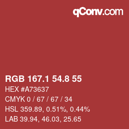 カラーコード: RGB 167.1 54.8 55 | qconv.com