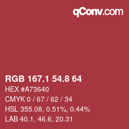 カラーコード: RGB 167.1 54.8 64 | qconv.com