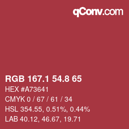 カラーコード: RGB 167.1 54.8 65 | qconv.com