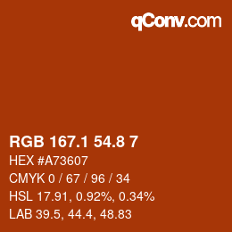 Color code: RGB 167.1 54.8 7 | qconv.com