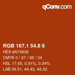 カラーコード: RGB 167.1 54.8 8 | qconv.com