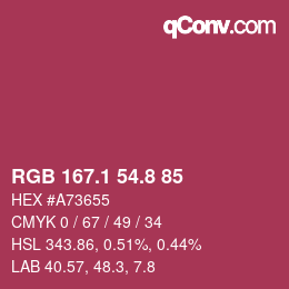 カラーコード: RGB 167.1 54.8 85 | qconv.com