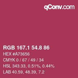 カラーコード: RGB 167.1 54.8 86 | qconv.com
