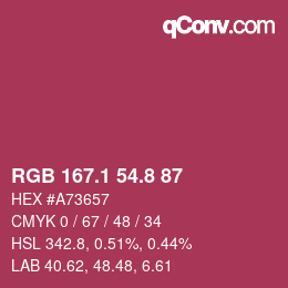 カラーコード: RGB 167.1 54.8 87 | qconv.com