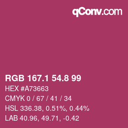 カラーコード: RGB 167.1 54.8 99 | qconv.com