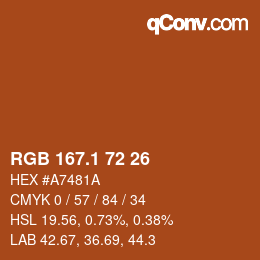 Color code: RGB 167.1 72 26 | qconv.com