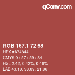 カラーコード: RGB 167.1 72 68 | qconv.com