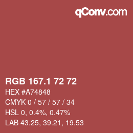 カラーコード: RGB 167.1 72 72 | qconv.com