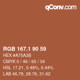 カラーコード: RGB 167.1 90 59 | qconv.com