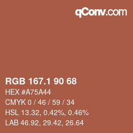 カラーコード: RGB 167.1 90 68 | qconv.com