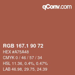 カラーコード: RGB 167.1 90 72 | qconv.com