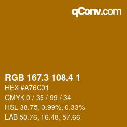 カラーコード: RGB 167.3 108.4 1 | qconv.com