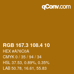 カラーコード: RGB 167.3 108.4 10 | qconv.com