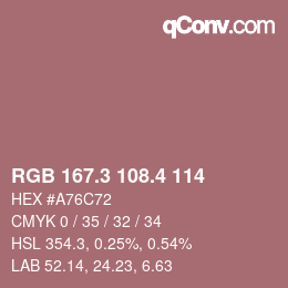 カラーコード: RGB 167.3 108.4 114 | qconv.com
