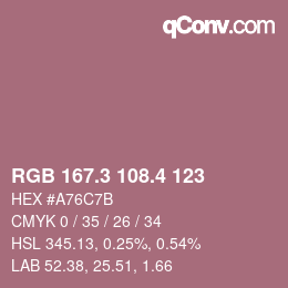 カラーコード: RGB 167.3 108.4 123 | qconv.com