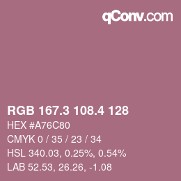 カラーコード: RGB 167.3 108.4 128 | qconv.com