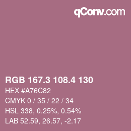 カラーコード: RGB 167.3 108.4 130 | qconv.com