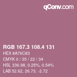 カラーコード: RGB 167.3 108.4 131 | qconv.com