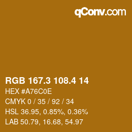 カラーコード: RGB 167.3 108.4 14 | qconv.com