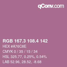 カラーコード: RGB 167.3 108.4 142 | qconv.com