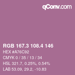 カラーコード: RGB 167.3 108.4 146 | qconv.com