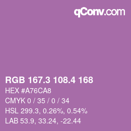 カラーコード: RGB 167.3 108.4 168 | qconv.com