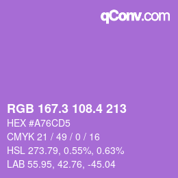 カラーコード: RGB 167.3 108.4 213 | qconv.com