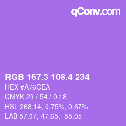 カラーコード: RGB 167.3 108.4 234 | qconv.com
